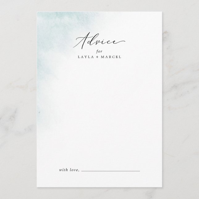 Watercolor Wash | Blue Wedding Advice Card (Front)