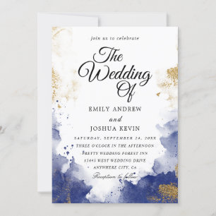 Watercolor Wash blue Wedding Invitation