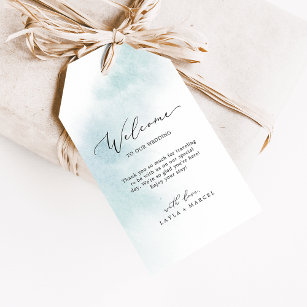 Watercolor Wash   Blue Wedding Welcome Gift Tags