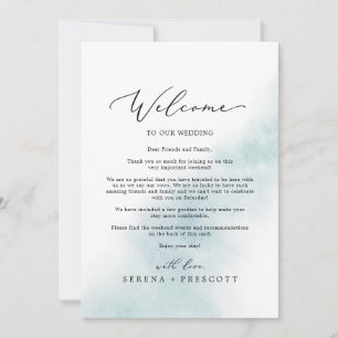 Watercolor Wash Blue Welcome Letter & Itinerary