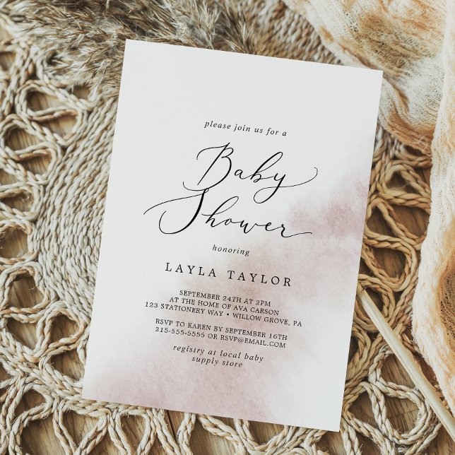 Watercolor Wash | Blush Baby Shower Invitation (Creator Uploaded)