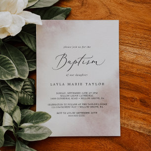 Watercolor Wash   Blush Baptism Invitation