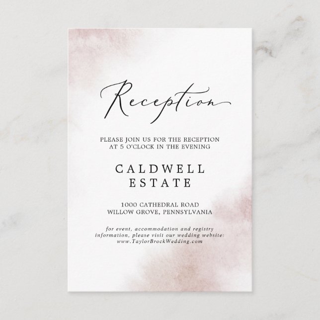 Watercolor Wash | Blush Reception Insert Card (Front)