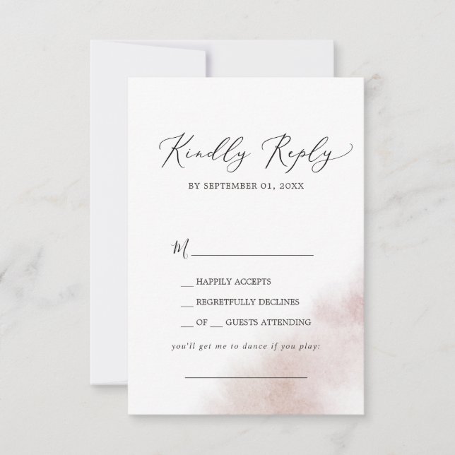 Watercolor Wash | Blush Song Request RSVP Card (Front)