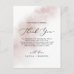 Watercolor Wash   Blush Thank You Reception Card