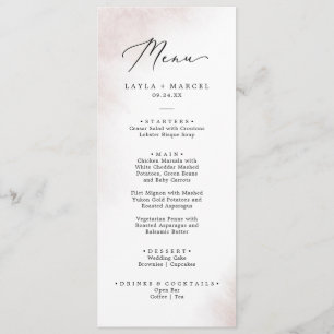 Watercolor Wash   Blush Wedding Dinner Menu