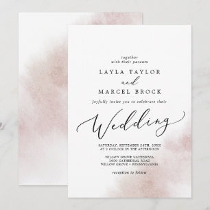 Watercolor Wash Blush Wedding Invitation