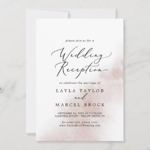 Watercolor Wash   Blush Wedding Reception Invitation