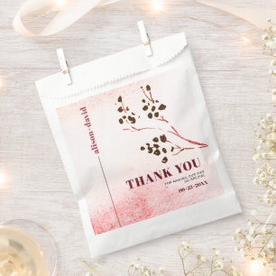 Watercolor wash branch Japandi Thank You wedding Favour Bag