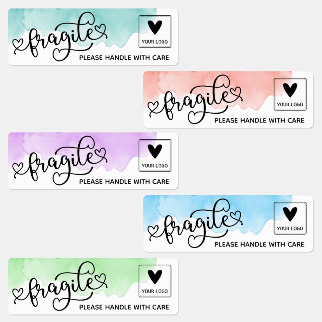 Watercolor Wash Cute Fragile Business Logo (Group)