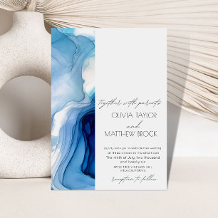  Watercolor Wash   Elegant Blue Wedding  Invitation