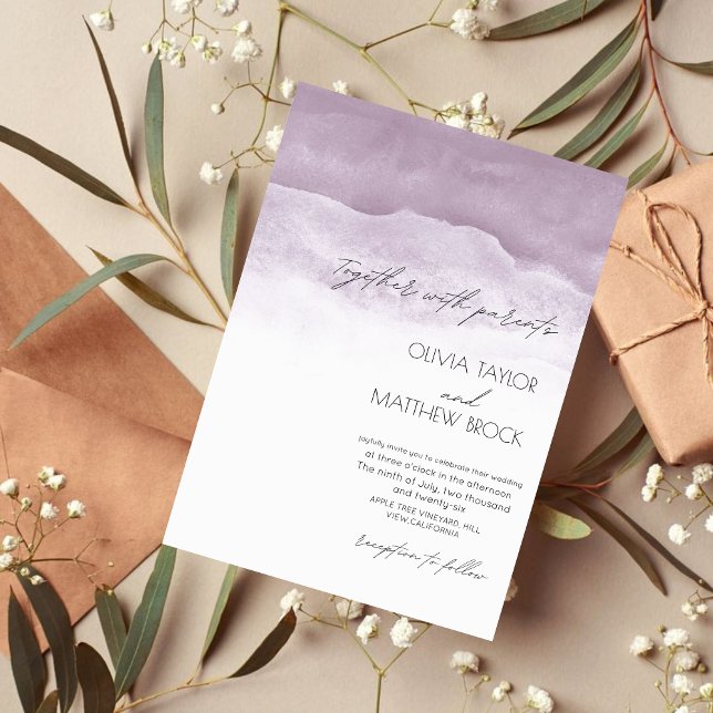  Watercolor Wash | Elegant Purple Wedding  Invitation (Creator Uploaded)