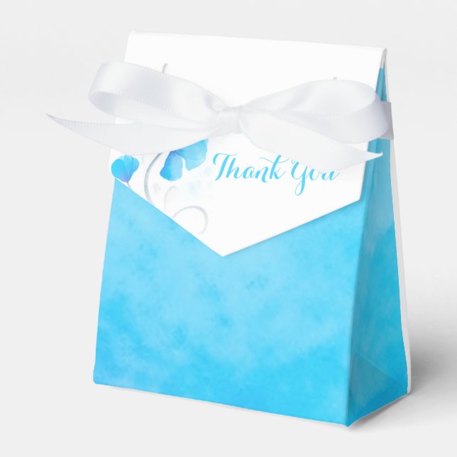 Watercolor wash flower thank you wedding favour bo box (Front Side)