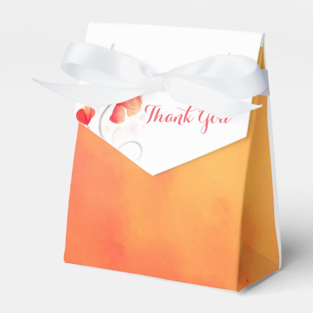 Watercolor wash flower thank you wedding favour bo box (Front Side)