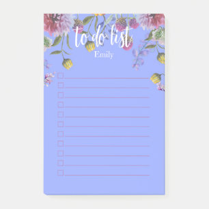 Watercolor Wash Flowers Checkbox  To Do List Post-it Notes