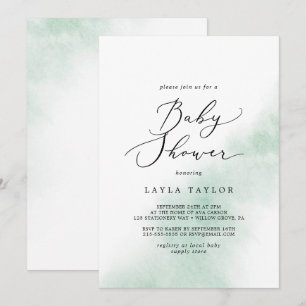 Watercolor Wash   Green Baby Shower Invitation