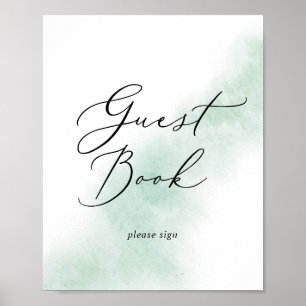 Watercolor Wash   Green Guest Book Sign