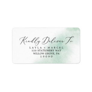 Watercolor Wash   Green RSVP Address Labels