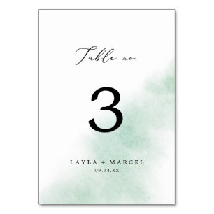 Watercolor Wash   Green Table Number