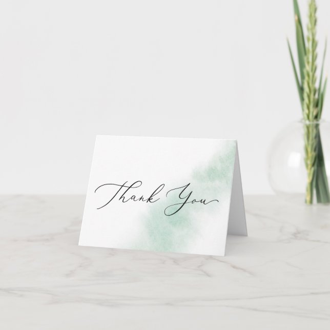 Watercolor Wash | Green Thank You Card (Front)
