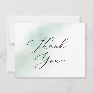 Watercolor Wash   Green Thank You Card