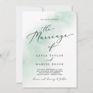Watercolor Wash Green The Marriage Of Invitation