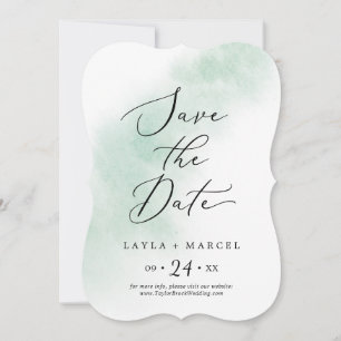Watercolor Wash Green Wedding Save The Date
