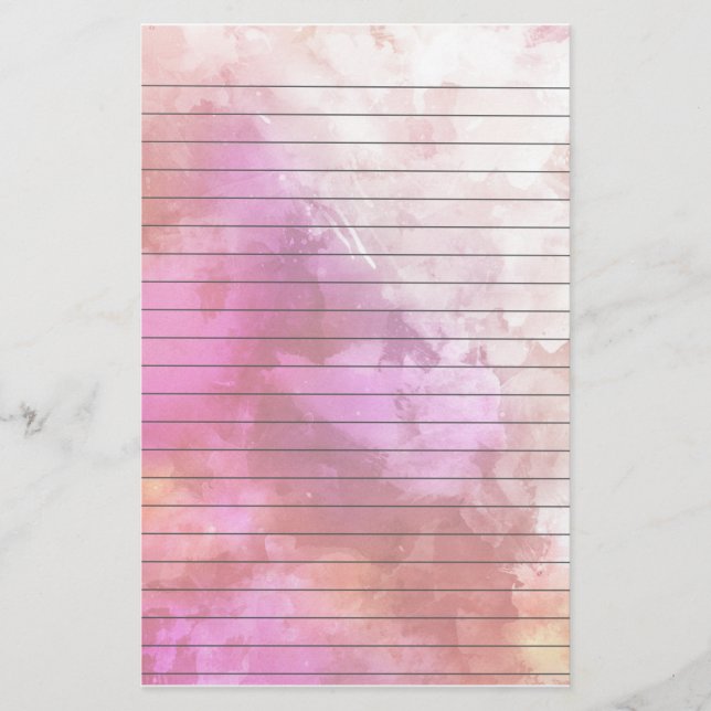 Watercolor Wash of Deep Pinks Lined Paper (Front)