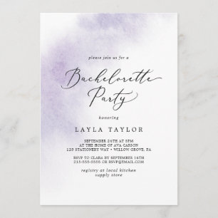 Watercolor Wash   Purple Bachelorette Party Invitation