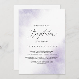 Watercolor Wash   Purple Baptism Invitation