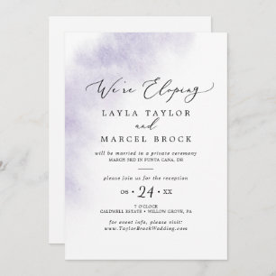 Watercolor Wash   Purple Elopement Reception Invitation