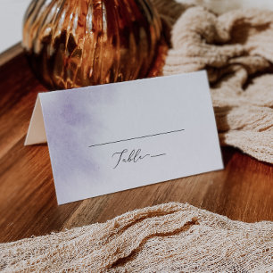 Watercolor Wash   Purple Folded Wedding Place Card