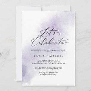 Watercolor Wash   Purple Let's Celebrate Invitation