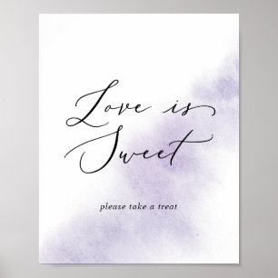 Watercolor Wash Purple Love Is Sweet Wedding Poster