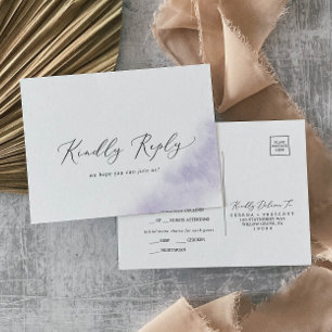 Watercolor Wash Purple Menu RSVP Postcard