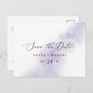 Watercolor Wash   Purple Save the Date Postcard