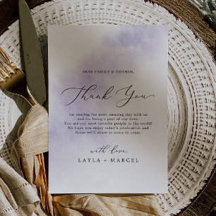 Watercolor Wash   Purple Thank You Reception Card