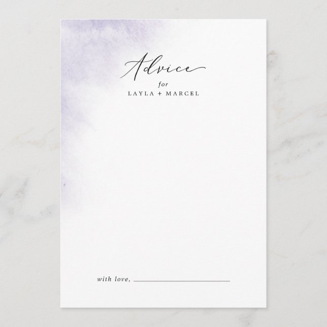 Watercolor Wash | Purple Wedding Advice Card (Front)