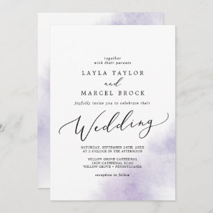 Watercolor Wash   Purple Wedding Invitation