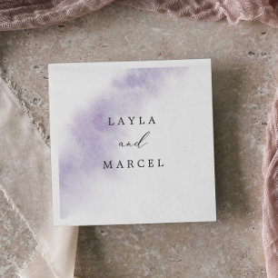 Watercolor Wash   Purple Wedding Napkin
