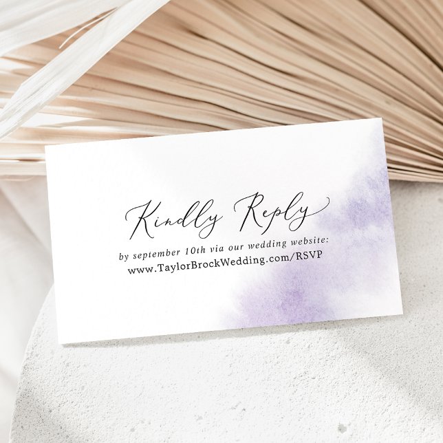 Watercolor Wash | Purple Wedding Website RSVP Enclosure Card (Creator Uploaded)