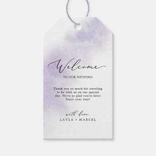 Watercolor Wash Purple Wedding Welcome Gift Tags