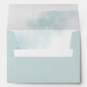 Watercolor Wash   Sea Blue Monogram Wedding Envelope