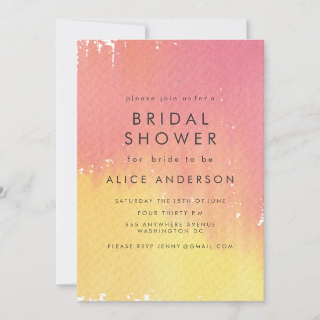 Watercolor Wash Sunset Bridal Shower Invite (Front)