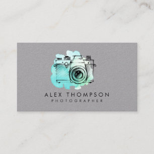 Watercolor Wash Vintage Film Camera Photographer Business Card