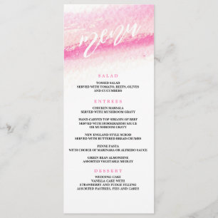 watercolor wash wedding dinner menu