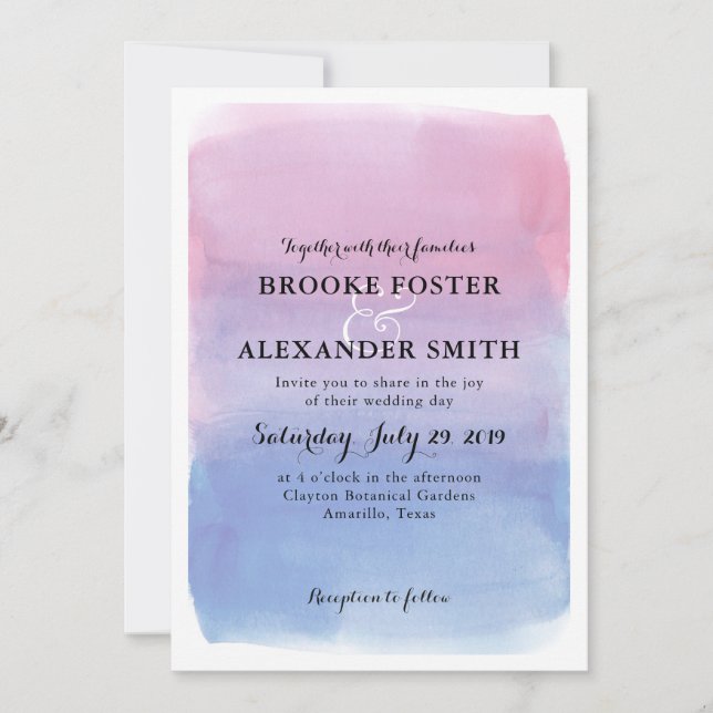 Watercolor Wash Wedding Invitation (Front)