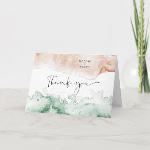 watercolor wash wedding monogram thank you card