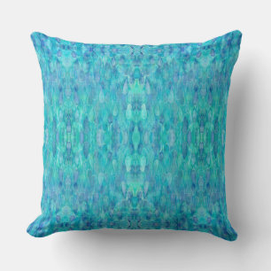 Watercolor Water Droplet Kaleidoscope Throw Pillow