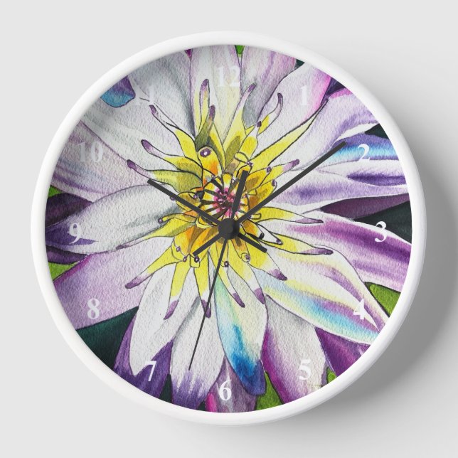 Watercolor water lilies fine art clock (Front)